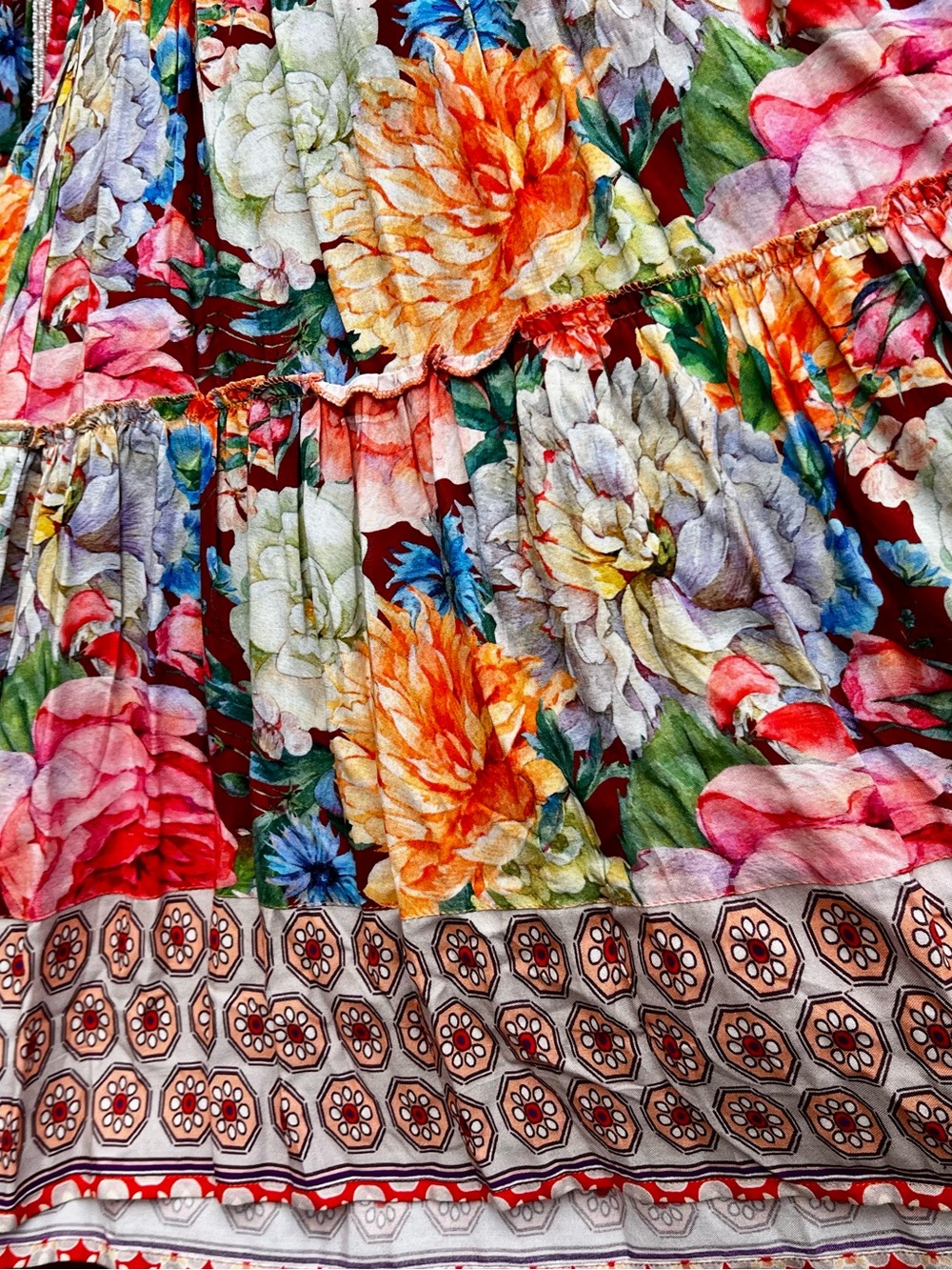 Flowy Floral Tiered Wide Leg Boho Pant - Multicolor NWOT - Picture 3 of 6